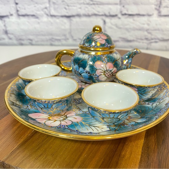 Hand Painted Miniature Tea Set Vintage Thailand - Picture 6 of 9